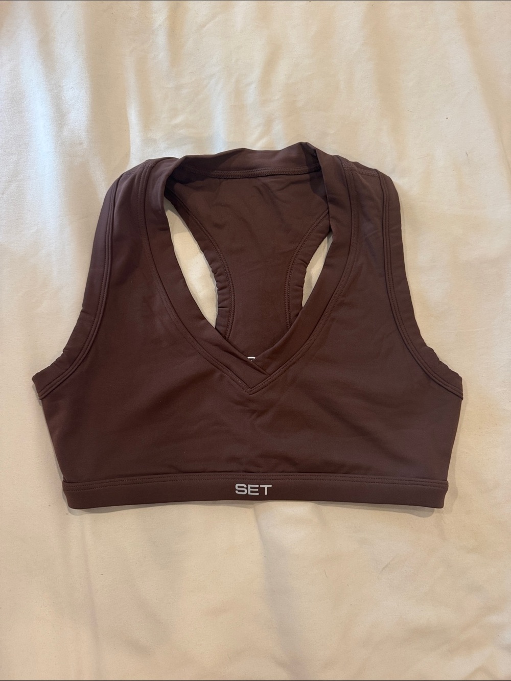 SET Active Airluxe V-Neck Racerback Bra Top Brown